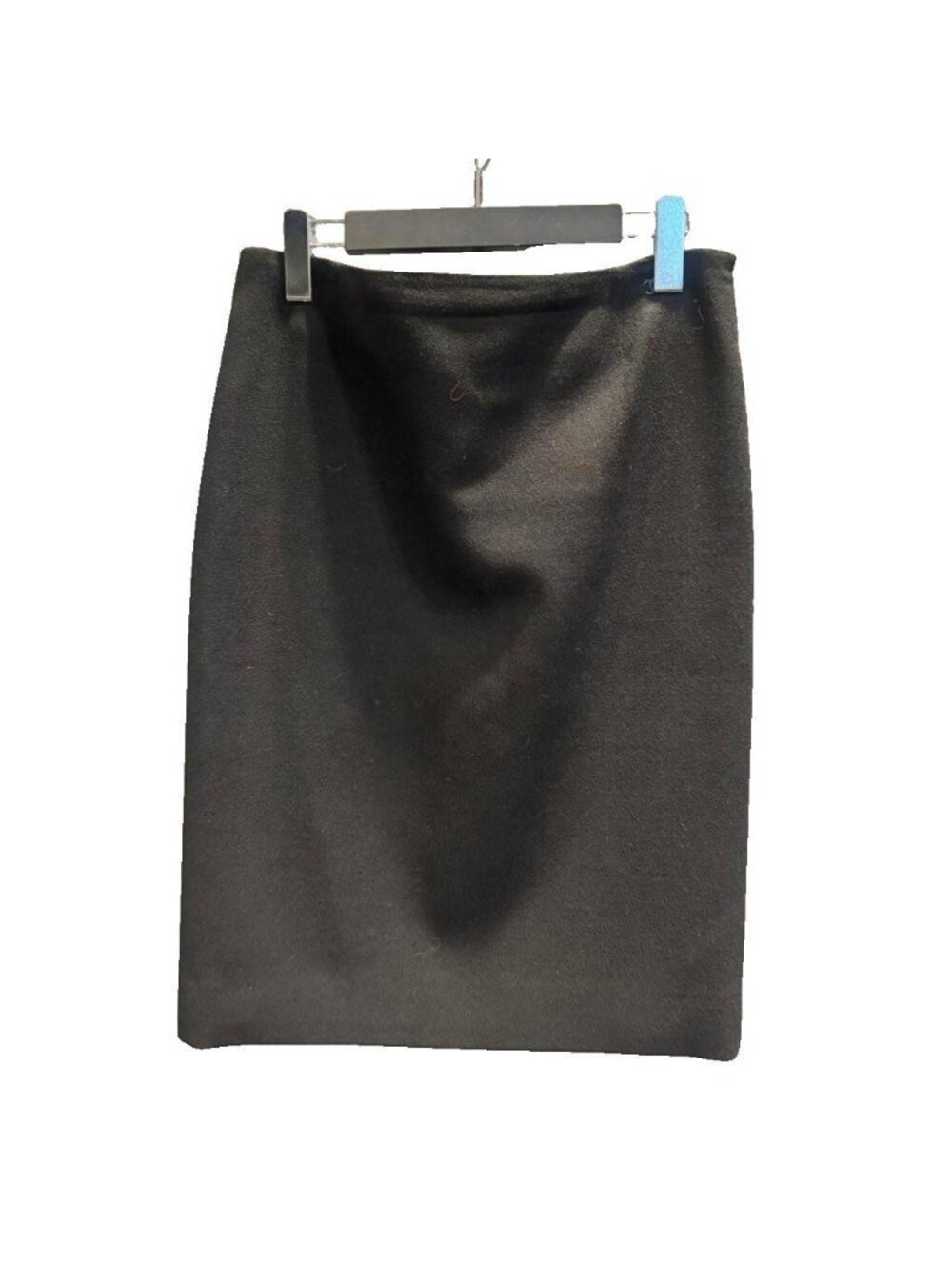 Chanel Tight Skirt Wool Knee Length CC Logo 38 Black